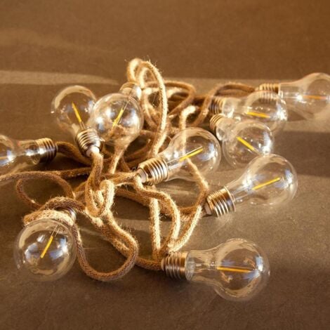 Guirlande solaire en corde 10 ampoules FANTASY CORD SOLAR Beige Corde 7.50M