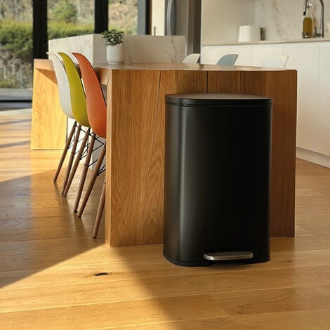 Poubelle de cuisine à pédale ADMIRAL Noir Acier inoxydable 50 L