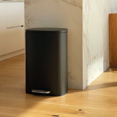 Poubelle de cuisine à pédale ADMIRAL Noir Acier inoxydable 50 L