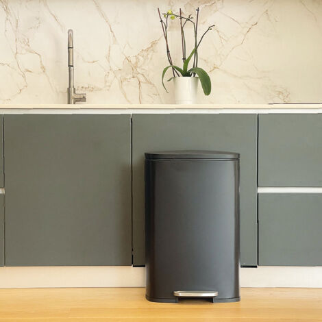 Poubelle de cuisine à pédale ADMIRAL Noir Acier inoxydable 50 L