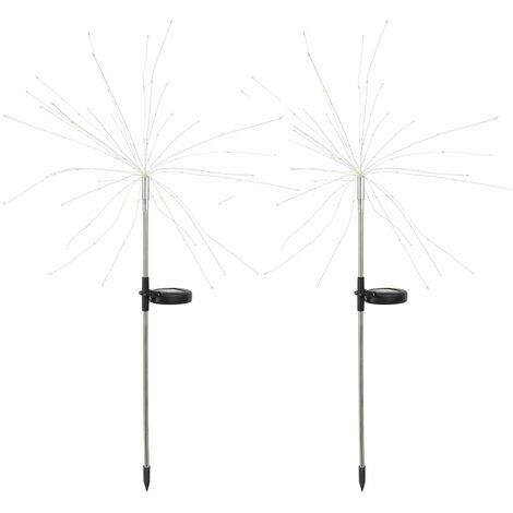 2 balises solaires à planter FIREWORKS Argent Acier H97cm (1/5)