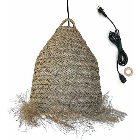 Lumisky – Suspension d'extérieur ANAFI en jonc de mer naturel – Longueur 5m – IP64 pour usage extérieur – Look ethnique chic (1/5)