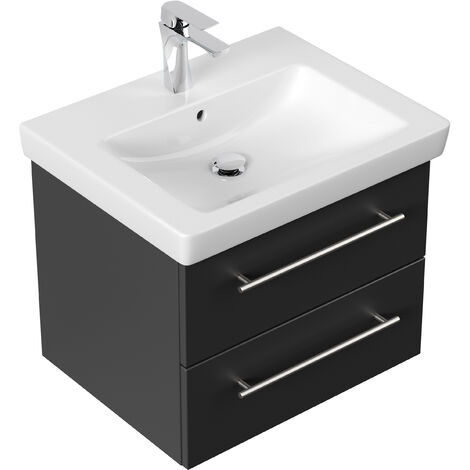 Badmöbel mit Villeroy & Boch Subway 2.0 Waschbecken 60 cm schwarz