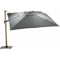 Hawaii Big Pole Teak Effect Cantilever Parasol 350x350cm Dark Grey Canopy with 120kg Granite Moveable Base - teak effect / dark grey