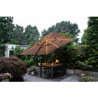 Hawaii Lumen LED Cantilever Parasol 300x300cm Dark Grey Canopy with 90kg Granite Moveable Base