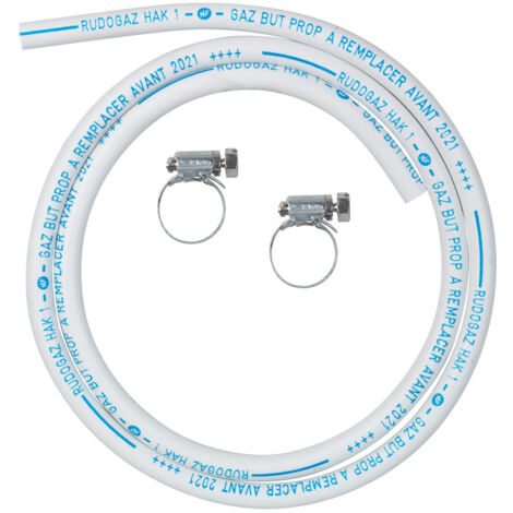 Ribimex – Tuyau gaz flexible 1,50 m diamètre 6 x 12 mm – Conforme norme XP D 36-110 – Colliers de serrage inclus – TUY4007