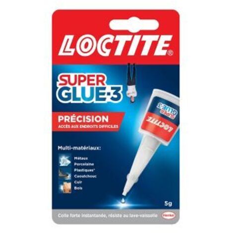 Loctite Super Glue-3 Précision, colle forte pour réparations précises, colle liquide tous matériaux, colle transparente à séchage rapide, flacon 5 g