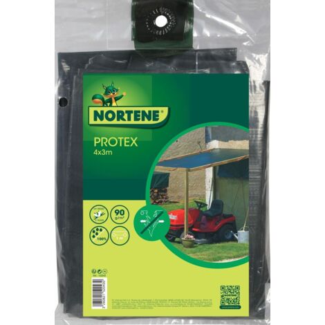 Nortene – Bâche de protection renforcée 4 x 3 m – Polyéthylène tissé 90 g/m² – 100% étanche – Anti-UV – Œillets tous les mètres