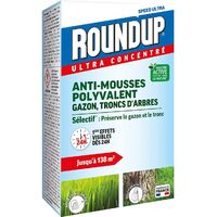 Antimousse concentré 250 ml – Pour gazon et troncs d'arbres – Élimination des mousses et lichens – Application facile sur surfaces extérieures – Roundup