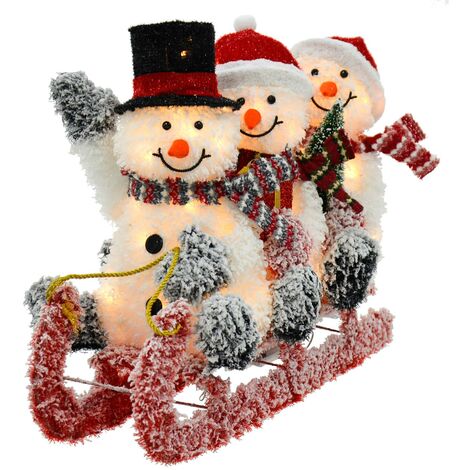 sledding 3 snowmen christmas decoration