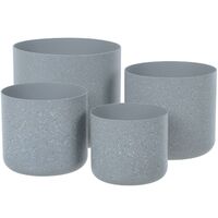 Sand Stone Effect Set of 4 Plant Pots - Lt Grey