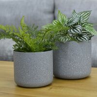 Sand Stone Effect Set of 4 Plant Pots - Lt Grey