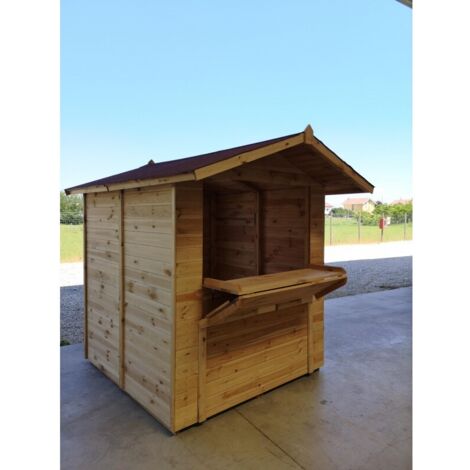 Chiosco Espositivo in Legno con pavimento, Doghe in Pino Massello Spessore 19mm – mod. CH2x2 - 100025