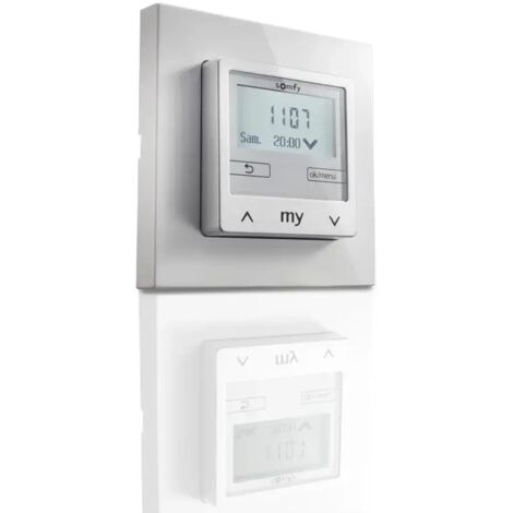 Somfy – Horloge filaire programmable Smoove Uno S – Cadre blanc – Installation rapide avec outil Quick Copy – Programmation hebdomadaire 4 ordres/jour