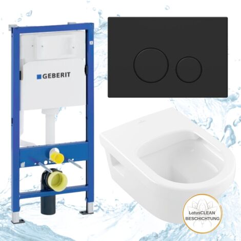 Geberit Spülkasten Villeroy Boch WC spülrandlos Betätigungsplatte schwarz Komplettset