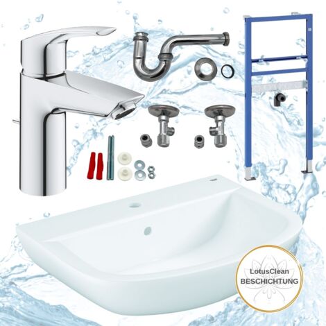 Geberit Vorwandelement Grohe Waschbecken Armatur Siphon Komplettset 55 cm