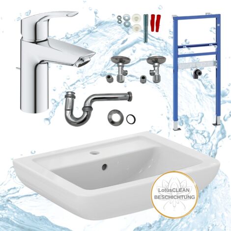 Geberit Vorwandelement Waschbecken Ideal Standard 60 cm Armatur Grohe Komplettset