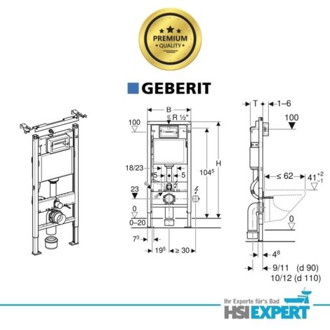 Geberit Vorwandelement UP100 Delta-Serie mit Drückerplatte in chrom Delta 50
