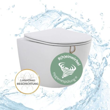 HGMBAD RIVA WC spülrandlos Hygiene-Spülung inkl. WC Sitz mit Absenkautomatik
