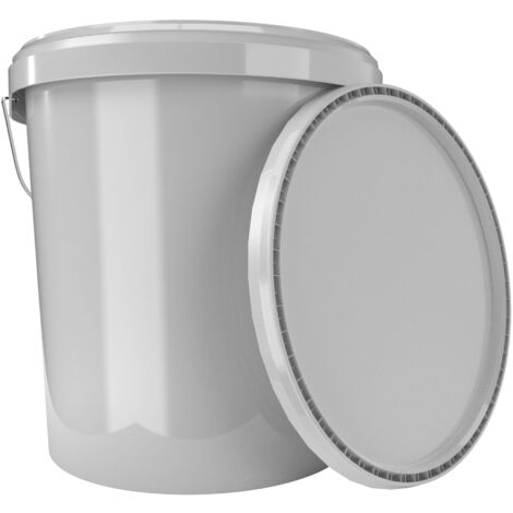 FixedByU Eimer mit Deckel 16 Liter grau - lebensmittelecht, luftdicht, stabil,recycelbar