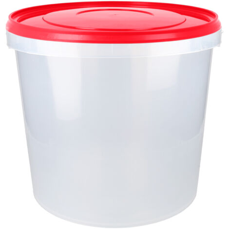 Eimer mit Deckel 10 L rot/transparent, (PP) lebensmittelecht luftdicht