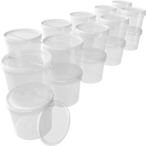 20x Eimer mit Deckel 5l Transparent Rund Kunststoff Eimer Lebensmittelecht, luftdicht und stabil