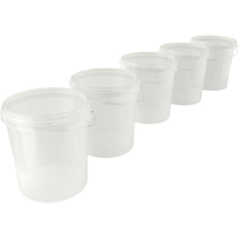 5 Eimer mit Deckel Kunststoff Leereimer Griff 15,9l lebensmittelecht transparent