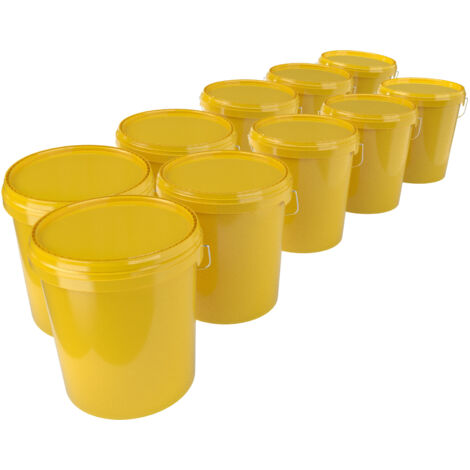 10x Eimer mit Deckel Kunststoff Leereimer Griff 15,9l lebensmittelecht gelb