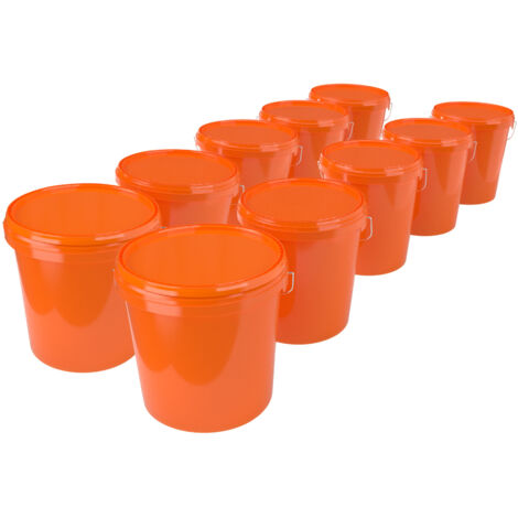 10x Eimer mit Deckel Kunststoff Leereimer Griff 15,9l lebensmittelecht orange