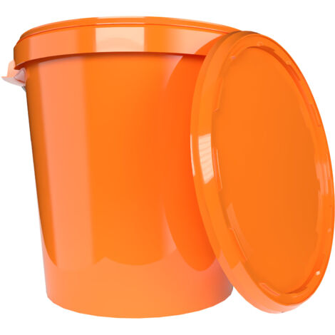 1x Hobbock Eimer mit Deckel 31,5 L, Lebensmittelecht Orange