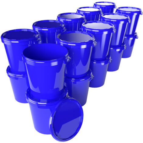 20x Hobbock Eimer mit Deckel 31,5 L, Lebensmittelecht Blau