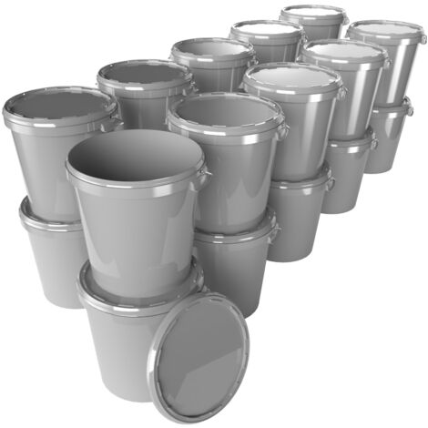 20x Hobbock Eimer mit Deckel 31,5 L, Lebensmittelecht Grau