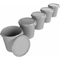 5x Hobbock Eimer mit Deckel 31,5 L, Lebensmittelecht Grau