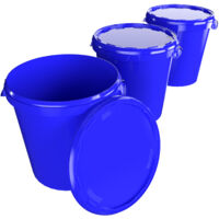 3x Hobbock Eimer mit Deckel 31,5 L, Lebensmittelecht Blau
