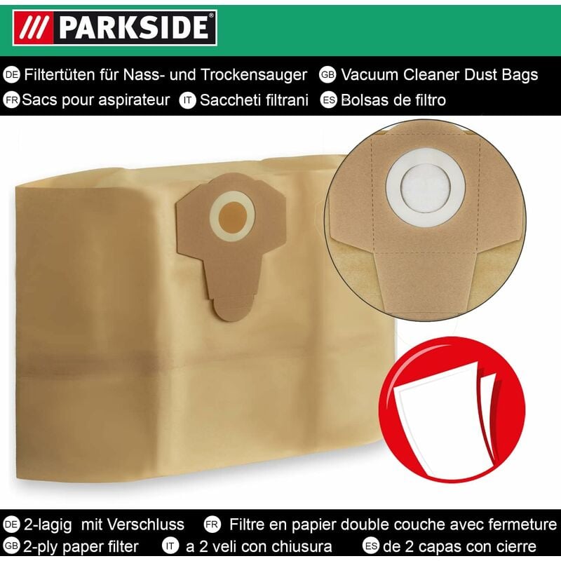 LIDL Parkside, Filtre plissé pour aspirateur sec/humide PNTS 1250, 1300,  1400, 1