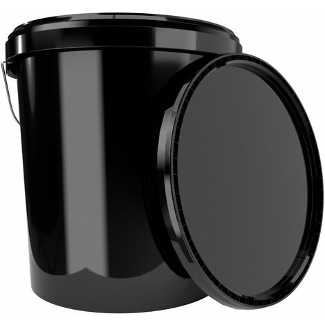FixedByU Seau avec couvercle 16 litres noir - convient pour aliments, étanche à l'air, stable,recyclable