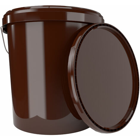 FixedByU Seau avec couvercle 16 litres brune - convient pour aliments, étanche à l'air, stable,recyclable