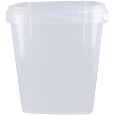 1 seau en plastique avec couvercle, PP, carré, transparent 10,8 L