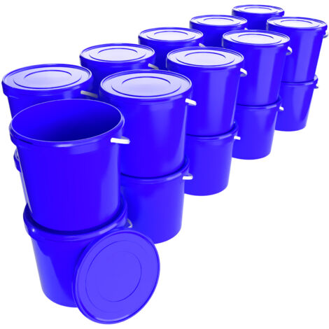 Seau avec couvercle 10L bleu (PP) 20 pièces, Seau de réserve alimentaire