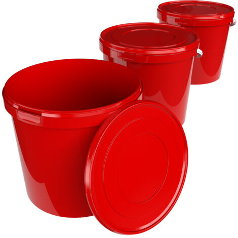 Seau avec couvercle 10 litres en rouge - 3 pièces