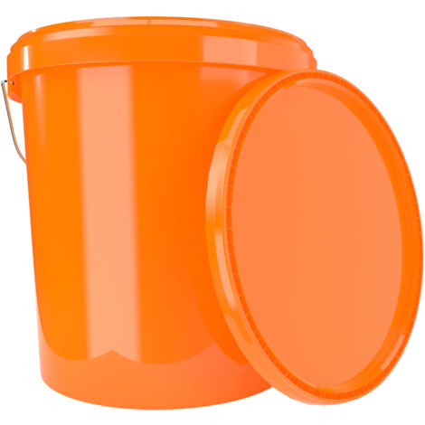 FixedByU seau avec couvercle 16 litres orange - alimentaire, hermétique, stable, recyclable