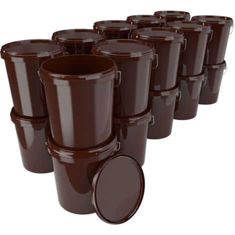 20x Set de seaux pour l'industrie alimentaire et chimique, capacité 15,9 litres, marron