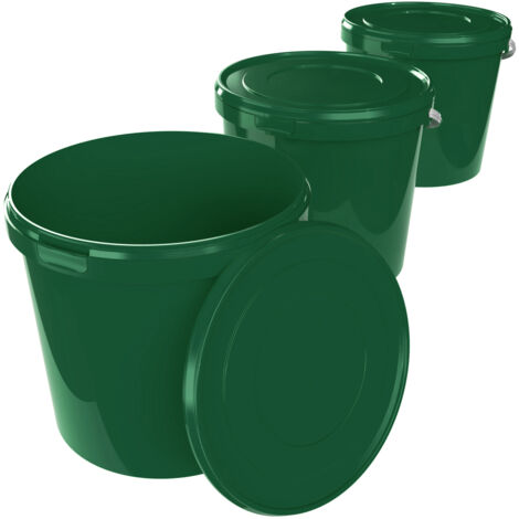 Seau avec couvercle 10 litres en vert - 3 pièces