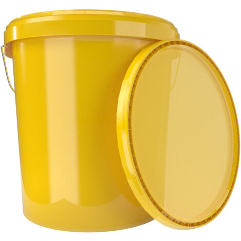 Seau avec couvercle Seau à vide en plastique poignée 15,9l alimentaire jaune clair
