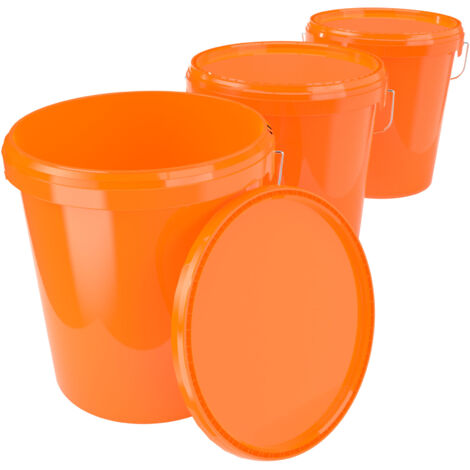 3x Seau avec couvercle Seau à vide en plastique poignée 15,9l alimentaire