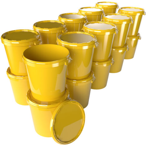 20x Seau Hobbock avec couvercle 31,5 L, qualité alimentaire jaune
