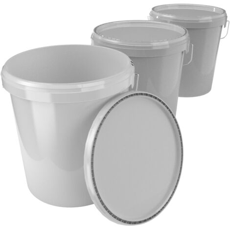 3x Set de seaux pour l'industrie alimentaire et chimique, capacité 15,9 litres, gris