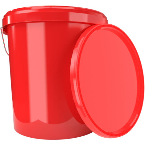Seau avec couvercle Seau à vide en plastique poignée 15,9l alimentaire rouge clair
