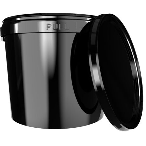 1x Seau avec couvercle 5l noir rond seau plastique alimentaire, étanche et stable