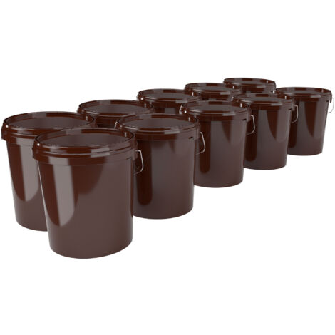 10x Set de seaux pour l'industrie alimentaire et chimique, capacité 15,9 litres, marron